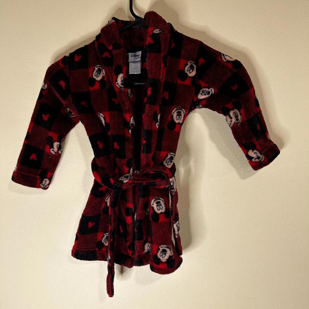 Mickey Mouse robe size 2T Red/black fleece‎